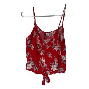 Red Floral Hawaiian Tank Top Crop Top